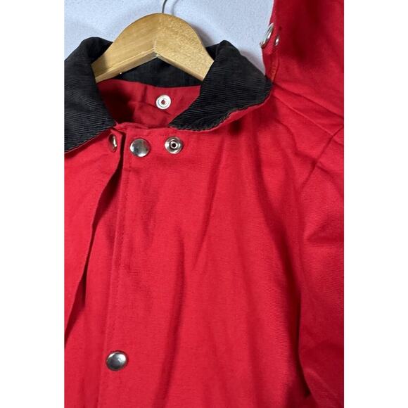 Sheyenne Red Rodeo Duster Coat Snap Button Corduroy Trim SZ 12 Western USA Made - Picture 7 of 11